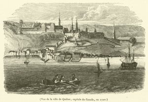 Pohled na město Quebec, hlavní město Kanady, v roce 1720 (rytina) od French School