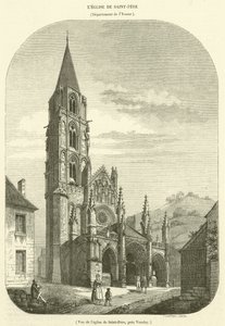 Pohled na kostel Saint-Pere, poblíž Vezelay (rytina) od French School