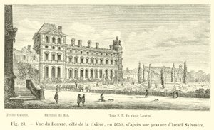 Pohled na Louvre, Cote de la Riviere, v roce 1650, po rytině od Israela Sylvestra od French School