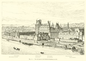 Pohled na Louvre a Hotel de Bourbon v roce 1576 od French School