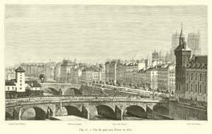 Pohled na Quai aux Fleurs v roce 1855 od French School
