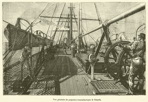 Celkový pohled na transatlantickou loď Kanada (rytina) od French School