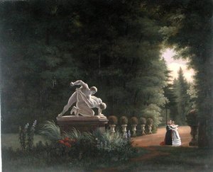 Procházka ve Folie-Beaujon v Paříži, kolem roku 1830 (olej na plátně) od French School