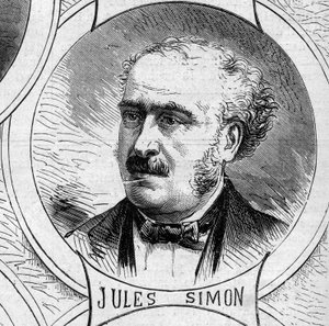 Válka 1870 – Vláda národní obrany: portrét Julese Simona (Francois Jules Suisse, dit) (1814-1896), člena prozatímní vlády z roku 1870. Rytina v „“ Le Monde Illustré““ č. 706 z 22. října od French School