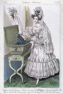 Svatební šaty, módní talíř od Costumes Parisiens, 1831 od French School