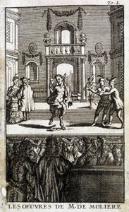 Divoká zvěř a postavy na jevišti s veřejností – v „Díla M. de Molière““ od French School
