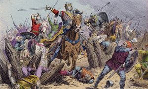 Vilém Dobyvatel v bitvě u Hastingsu od French School