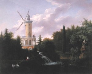 Větrný mlýn ve Folie-Beaujon v Paříži, kolem roku 1830 od French School