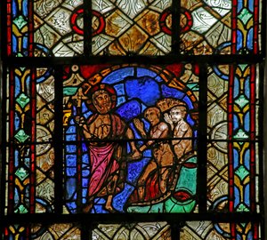 Okno zobrazující Harrowing of Hell od French School
