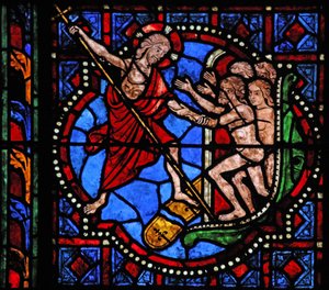 Okno w02 zobrazující Harrowing of Hell od French School