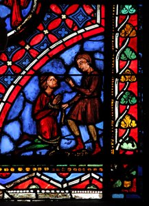 Okno w05 zobrazující kouzelníka Hermogena a Philéta od French School