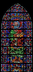 Okno w106 zobrazující svatého Šimona od French School
