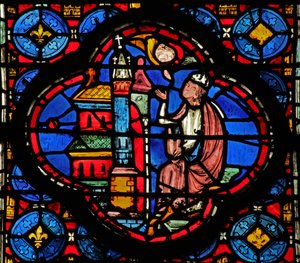 Okno w15 Holy Relics: Guiriace radí anděl (ze série St Helen?) od French School