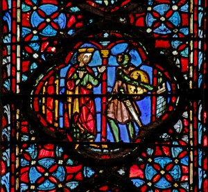 Okno w4 Joshua se setkává s Gibeonity Josh IX 6-8 od French School