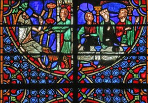 Okno w4 zobrazující Podobenství o ponorech a Lazarovi od French School