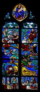 Okno w4 zobrazující Jesseho strom; dárci od French School