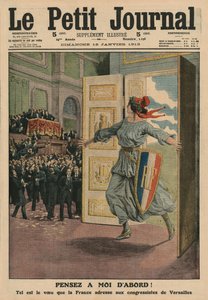 Přání Francouzské republiky na kongresu ve Versailles, Mysli nejprve na mě, ilustrace přední obálky z 