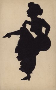 Žena tančící kankán (litografie) od French School