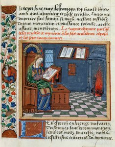 Žena osvětlující knihu prozíravých a nerozvážných od Catherine dAmboise, 1509 od French School