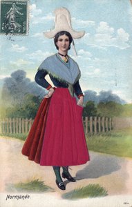 Žena v kroji z Normandie C. 1910 - Žena v kroji z Normandie od French School