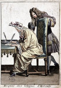 Žena v košili a čepici píše dopis s mužem, n.d. v. 1715. od French School