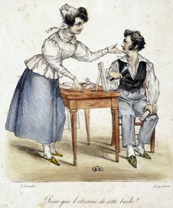 Žena sleduje výsledek muže, který si právě oholil vousy od French School