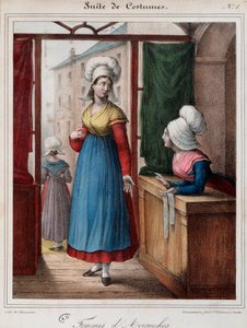 Ženy z Avranches (Manche) - litografie od French School