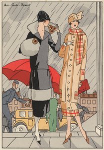 Dámská móda 20. let 20. století od návrhářů Premeta a Gustava Beera. (barevná litografie) od French School