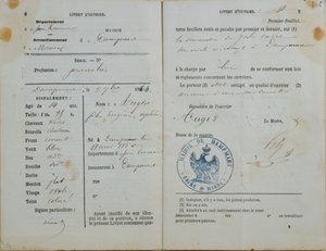 Pracovní příručka vydaná Mairie z Dampmartu Felixovi Augerovi (nar. 1850), 1864 od French School