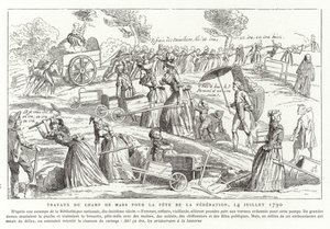 Práce na Champ de Mars v rámci přípravy na Fete de la Federation, Paříž, Francouzská revoluce, 14. července 1790 od French School