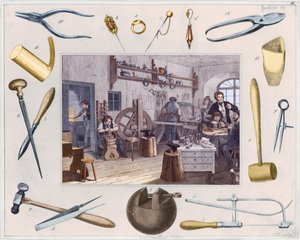 Dílna a hlavní nástroje šperku od French School
