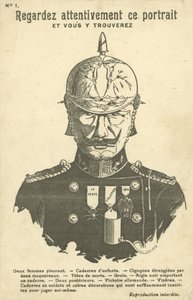 Protiněmecká propagandistická pohlednice z první světové války (litho) od French School