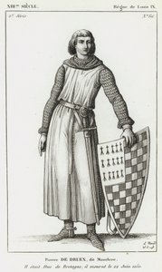 XIII století, vláda Luixe IX, Pierre de Druex, dit Mauclere, byl vévoda z Bretaně; zemřel 22. června 1250 (rytina) od French School