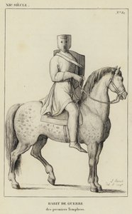 XII. století, válečný zvyk, prvních templářů (rytina) od French School