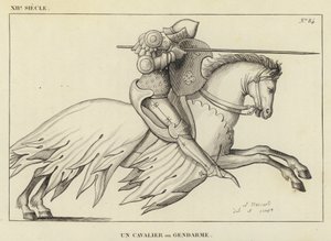 XII Century, A Cavalier or Gendarme (rytina) od French School