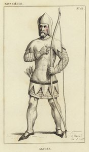 XIV Siecle, Archer (barevná rytina) od French School