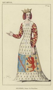XIV století, Beatrix, paní Bourbonská (barevná rytina) od French School