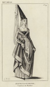 XIV století, Jeanne-la-Flamande, hraběnka z Montfortu (rytina) od French School