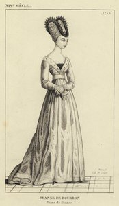 XIV století, Jeanne de Bourbon, královna Francie (rytina) od French School