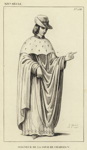 XIV. století, pán dvora Karla V. (rytina) od French School