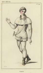 XIV Siecle, Valet (barevná rytina) od French School