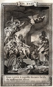 Vidíte strašlivého božského syna zlého Ulisse - rytina z roku 1798 od Monneta v „Les Aventures de Telemaque, fils d