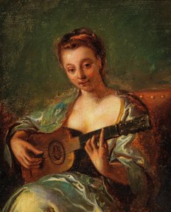 Dáma hrající na kytaru F 18Y od French School