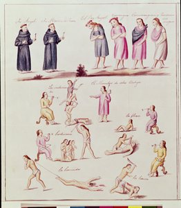 Domorodí indiáni na cestě ke konverzi španělskými mnichy od Friar Pablo (after) Beaumont