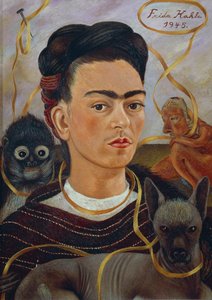 Autoportrét s Changuito od Frida Kahlo