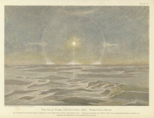 Polární noc, 24. listopadu 1893, akvarelová skica (barevné lito)