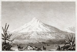 Sopka Chimborazo. (rytina, cca 1840)