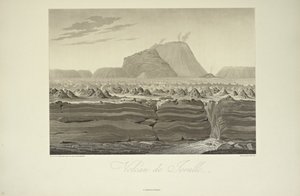 Sopka Jorullo, kreslil Gmelin, ilustrace z „Pohledy na Kordillery a památky domorodých národů Ameriky“ od Alexandra von Humboldta a Aime Bonpland