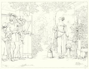 Ilustrace k Schillerově Lied von der Glocke, aneb The Song Of The Bell (rytina) od Friedrich August Moritz Retzsch