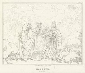 Macbeth, dějství IV, scéna 1 (rytina) od Friedrich August Moritz Retzsch